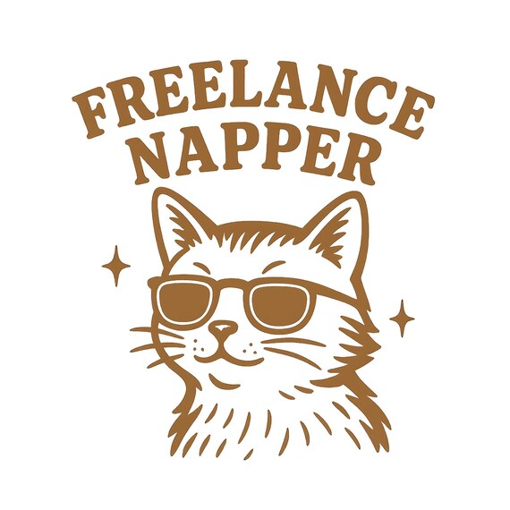 Freelance Napper Cat PNG: Funny Cat Art (Digital Download)