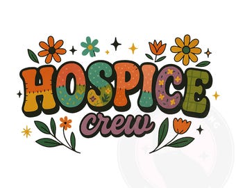 Hospice Nurse PNG: Floral Retro Design (Digital Download)