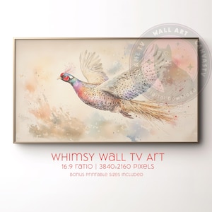 Pheasant Watercolor Art: Flying Bird Design (Digital Download)