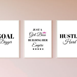 Girl Boss Print, Boss Babe Printable Wall Art, Just a Girl Boss Building Her Empire, Office Wall Decor, Goal Digger Print, Hustle Hard print