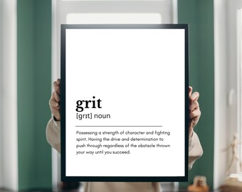 Definition Poster, Mindset Definition, Grit Wall Art, Resilience Definition, Hustle Print, Discipline Wall Art, Manifest Definition Print
