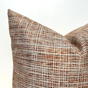 Copricuscino a righe arancioni, Euro Sham con texture arancione, copricuscino da tiro 26x26, cuscino lombare crema arancione, tessuto spesso intrecciato / Tutte le dimensioni
