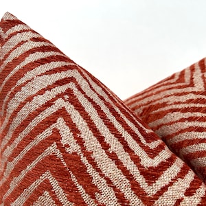 Terracotta Chevron Pillow Cover: Cotton Throw Pillow, Modern Zigzag Cushion