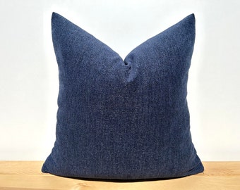 Navy Blue Pillow for Sofa, Deep Blue Euro Sham 26x26, Cotton Cushion Cover 20x20, Blue Couch Throw Pillow, Modern Designer Pillow Case
