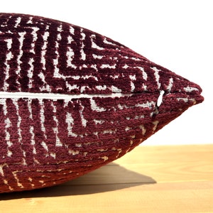 Burgundy and White Textured Pillow Cover, Burgundy Accent Cushion 22x22, Burgundy Throw Pillow, Red Euro Sham 26x26, Cozy Sofa Lumbar Pillow