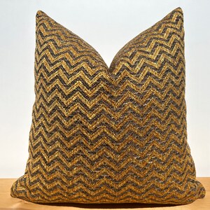 Mustard Brown Chevron Cushion Cover: Boho Throw Pillow, Zigzag Euro Sham or Lumbar