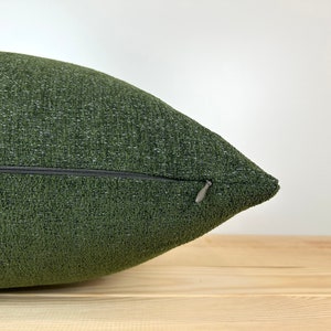 Dark Green Pillow Cover 20x20, Green Euro Sham Cover, Cotton Lumbar Throw Pillow Cover, Dark Green Woven Pillow Case, Modern Cushion Cover