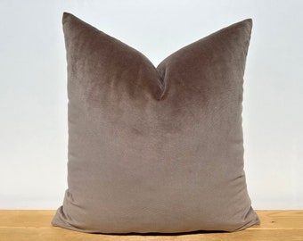 Taupe Brauner Samtkissenbezug für Couch, Hellbrauner Euroschein, Samtkissen 22x22, Taupe Lendenkissen 14x20, großes Boho Kissen