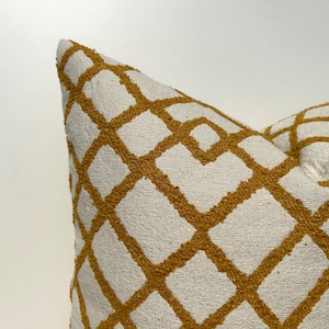 Off White Mustard Geometric Pillow Cover, Mustard Euro Sham Cover, Boho Throw Pillow Cover, Yellow Textured Cushion Case, Bohemian Pillow