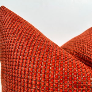 Burnt Orange Textured Pillow Cover, Brick Color Euro Sham 26x26, Orange Dot Large Cushion, Cotton Lumbar Pillow 14x24, Modern Sofa Pillow