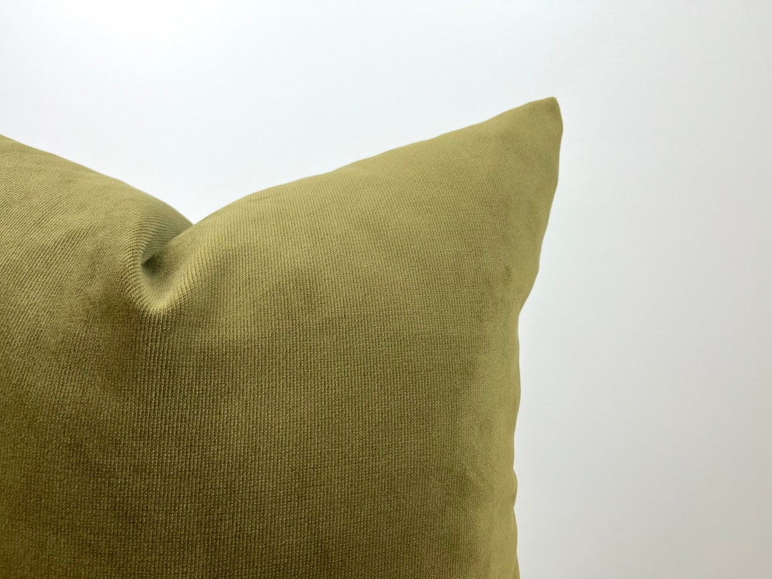 Olive Green Velvet Pillow Cover 20x20, Green Euro Sham Cover 26x26