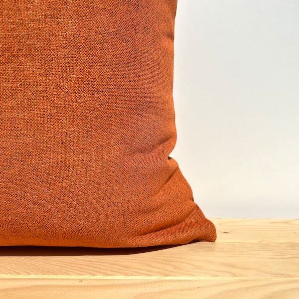 Orange Lumbar Pillow Cover 14x24, Cotton Throw Pillow for Sofa, Orange Euro Sham 26x26, Burnt Orange Cushion Cover 18x18, Cozy Pillow Cover
