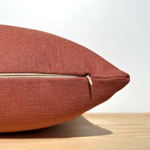 Burnt Orange Throw Pillow Cover 26x26, Orange Lumbar Cushion Case 14x24, Rust Euro Pillow Sham, Woven Thick Fabric, Modern Pillow for Sofa