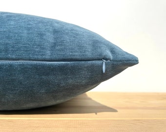 Blue Chenille Pillow Cover for Couch, Blue Throw Pillow Cover 26x26, Textured Cushion Cover, Designer Euro Sham, Large Lumbar Pillow Case