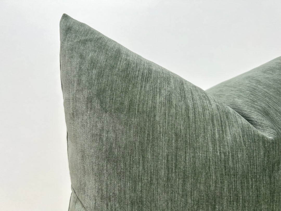 Light Green Chenille Throw Pillow, Green Euro Sham Cover, Sage Green