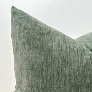 Light Green Chenille Throw Pillow, Green Euro Sham Cover, Sage Green Lumbar Pillow 14x24, Chenille Soft Fabric, Modern Couch Cushion Cover