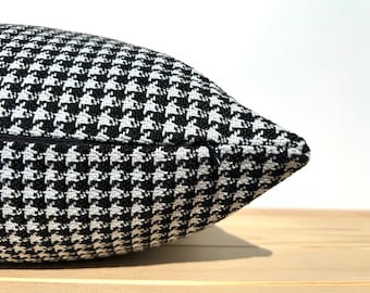 Black and White Houndstooth Throw Pillow, Houndstooth Modern Couch Cushion Cover, Black and White Lumbar Pillow Cover, Designer Pillow Case