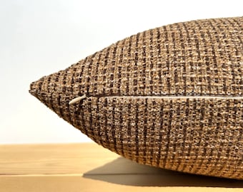 Housse de coussin en coton marron et rouille : coussin bouclé pour canapé, couvre-oreillers bohème