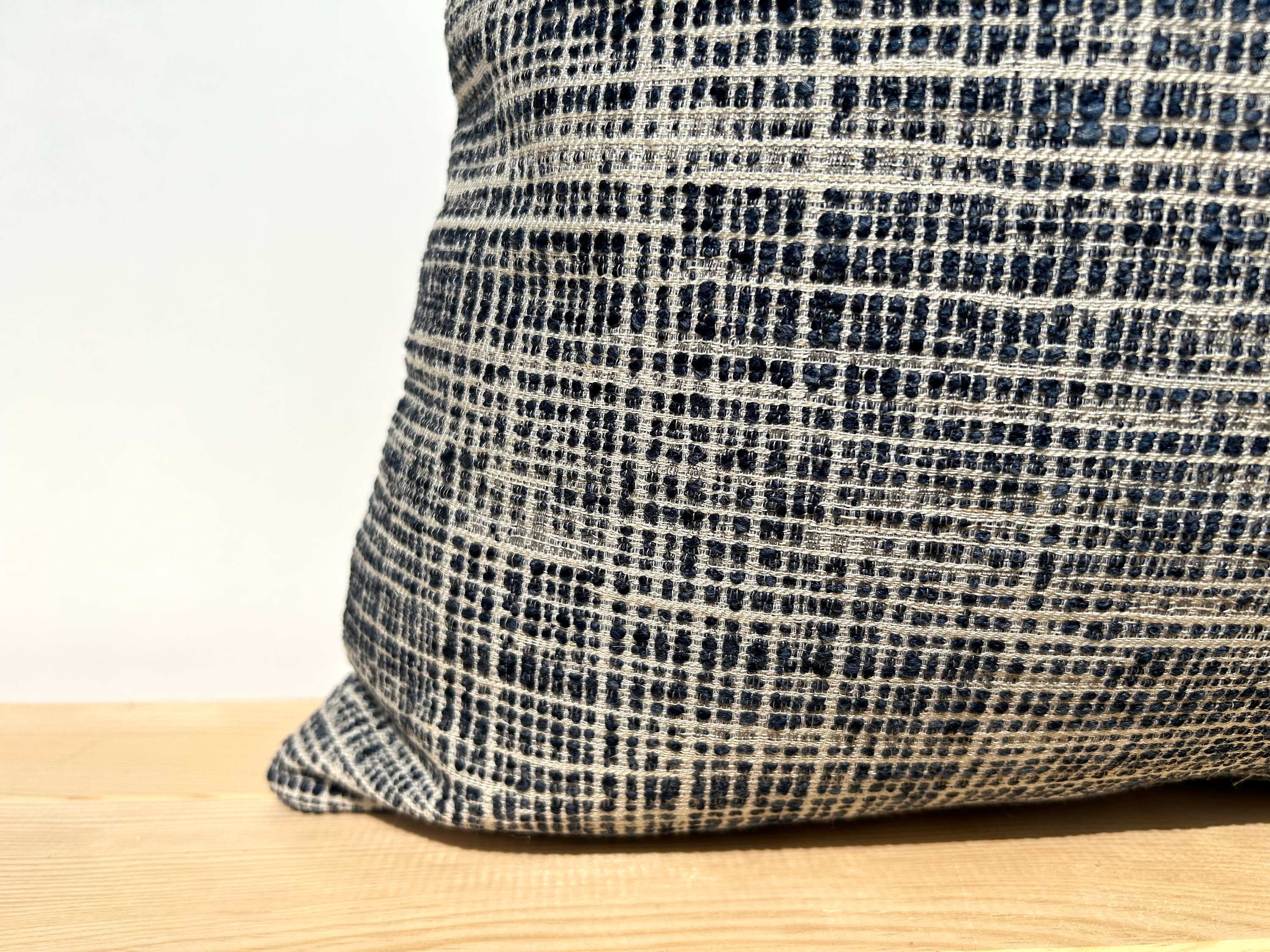 Navy Blue Striped Pillow Cover Textured Linen Cushion Cover Etsy