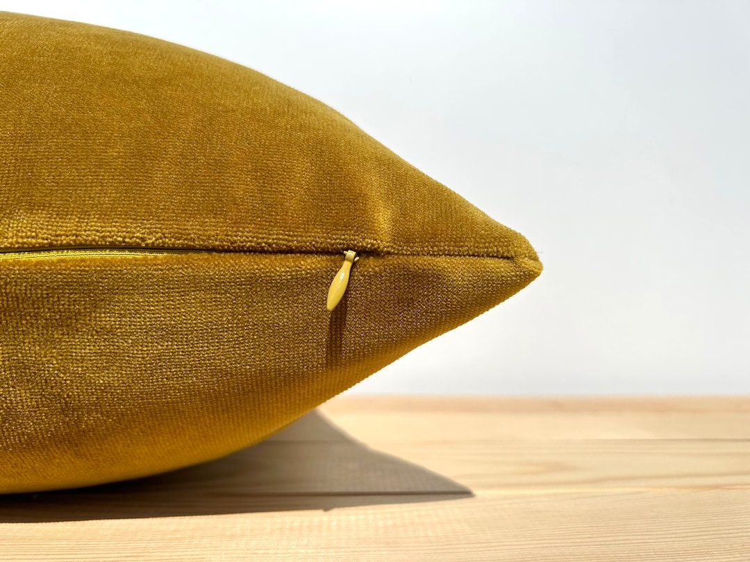 Mustard Velvet Throw Pillow Cover, Mustard Sofa Cushion Case, Yellow