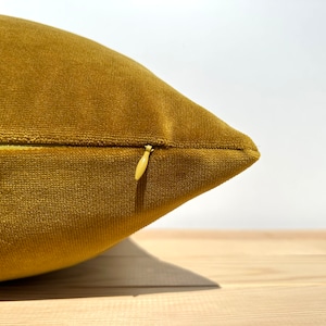 Mustard Velvet Throw Pillow Cover, Mustard Sofa Cushion Case, Yellow Gold Lumbar Pillow, Iridescent Euro Sham 26x26, Soft Textured Pillow