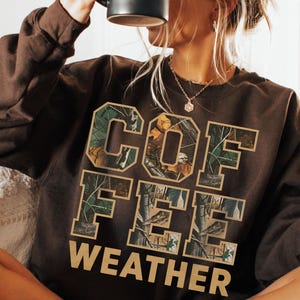 Coffee Weather PNG Coffee Png Coffee Lovers PNG Fall PNG Retro Coffee Design Camo Letter Lightning Sublimation Design Coffee Lover Shirt Png