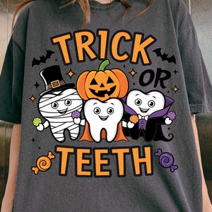 Dental Halloween PNG Spooky Dental PNG Dental Office Sublimation Design for Tshirts Dental Hygienist Assistant Dentist PNG Trick or Teeth