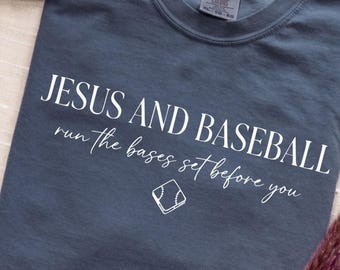 Jesus and Baseball PNG Run the Bases Set Before You Christian Baseball Mom Shirt Desig Minimalist Faith Sports Game Day Sublimation Design