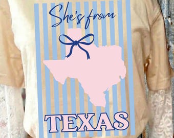 She's from Texas PNG Western Texas PNG Sublimation Design Digital Download Shirt TShirt Png