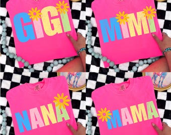 MiMi PNG GiGi PNG Nana PNG Mama png Summer png Bundle Sublimation Design for T-Shirts Sweatshirts Bright Summer Letters Grandma Mom Shirt