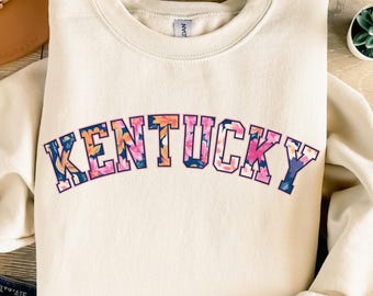 Kentucky PNG Floral State Shirt Design | Retro College Font Sublimation | Kentucky Graphic Download for T-Shirts & Crewnecks