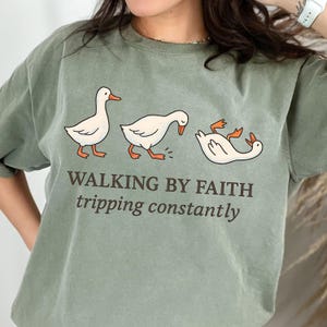 Christian PNG Walking by Faith Tripping Constantly PNG Three Goose Png Tshirt Sublimation DTF Transfer Design Tripping Geese Png