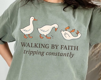 Christian PNG Walking by Faith Tripping Constantly PNG Three Goose Png Tshirt Sublimation DTF Transfer Design Tripping Geese Png