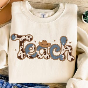 教える PNG 西洋の教師 PNG カウガールの美的教師昇華デザイン 教える スウェットシャツ シャツ Tシャツ PNG