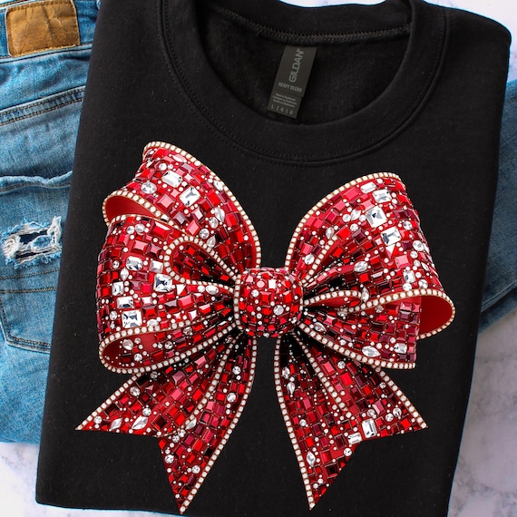 Faux Rhinestone Bow Png Bling Christmas Png Crystal Mosaic Red Christmas Bow Png Jeweled Winter Sparkle Christmas Shirt Png Files