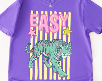 Einfach Tiger PNG Pink Preppy Sommer Tshirt PNG Lustiges buntes Tiger Shirt Png