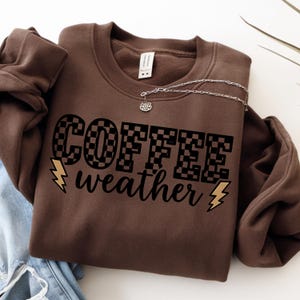 Coffee Weather PNG Coffee Png Coffee Lovers PNG Fall PNG Retro Coffee Design Checkered Letter Lightning Bolt Sublimation Design