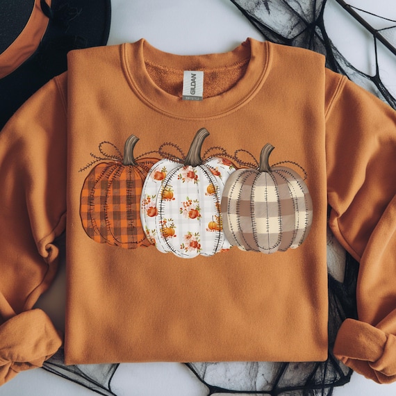 Preppy Floral Pumpkin PNG Stitched Fall Pumpkin Sublimation Quilted Pumpkin Sublimation Design  T-Shirts Harvest Shirt PNG Fall Png