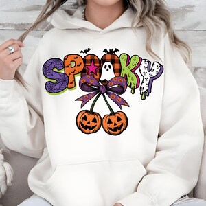 Spooky PNG Preppy Halloween PNG Coquette Halloween PNG Halloween Pumpkin Cherries Sublimation Design Spooky Season Png Cute Filled Letters