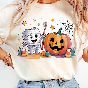 Dental Halloween PNG Spooky Dental PNG Dental Office Sublimation Design for Tshirts Dental Hygienist Assistant Dentist PNG for Halloween