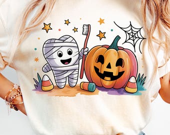 Dental Halloween PNG Spooky Dental PNG Dental Office Sublimation Design for Tshirts Dental Hygienist Assistant Dentist PNG for Halloween