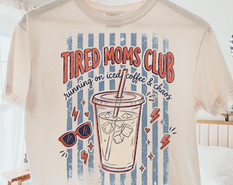 Tired Moms Club PNG Coquette Striped Funny Mom Life Sublimation Design (Digital Download)