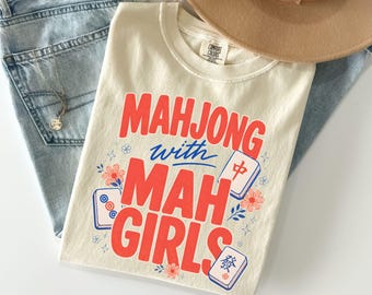 Mahjong PNG Mahjong mit Mah Girls PNG Mahjong Social Club png Mahjong liebhaber Game Night Mahjong Party Shirt Design