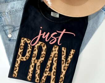 Nur beten PNG Leopard-Druck christliche PNG Glaube Png Jesus Png christliches Shirt Png christliches Sublimationsdesign (digitaler Download)