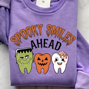 Dental Halloween PNG Spooky Dental PNG Dental Office Sublimation Design for Tshirts Dental Hygienist Assistant Dentist PNG Spooky Smiles