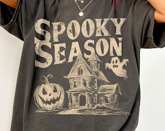 Haunted House PNG Spooky Season PNG Vintage Halloween PNG Vintage Halloween Ghost Sublimation Design with Gothic Jack O’ Lantern
