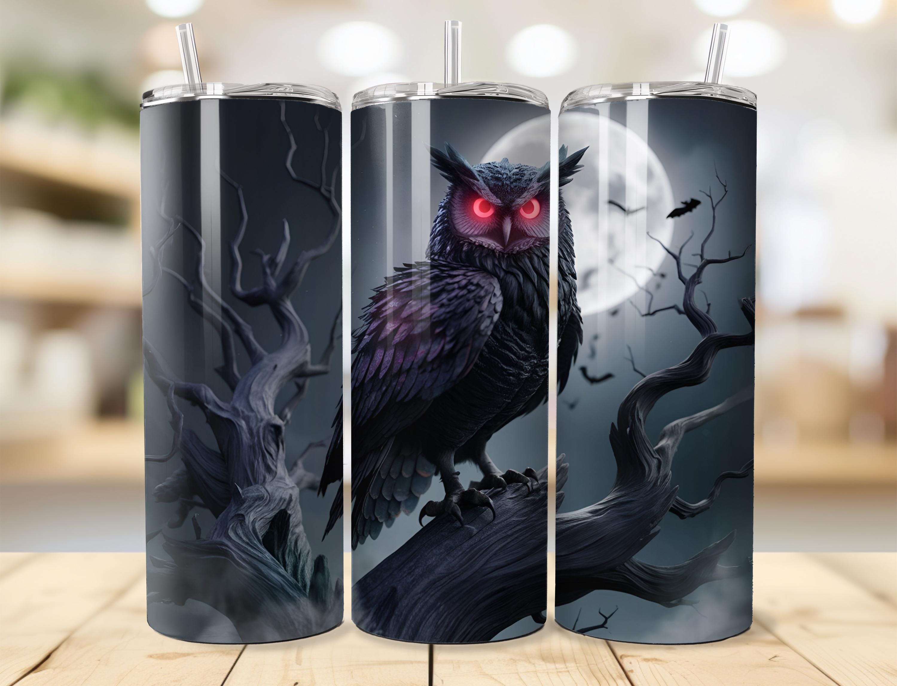 Owl Tumbler Wrap Gothic 20 oz Skinny Tumbler PNG Sublimation Design Halloween Tumbler Wrap Spooky Ow