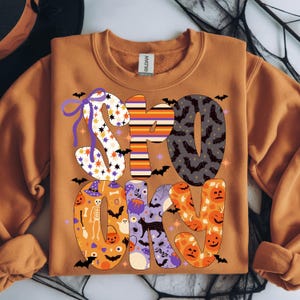Spooky PNG Preppy Halloween PNG Coquette Halloween PNG Halloween Spooky Sublimation Design for Tshirt Spooky Season Png Cute Filled Letters