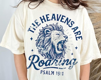 Christian PNG The Heavens Are Roaring PNG Christian T Shirt Designs for Women Bible Verse PNG Retro Aesthetic Graphic Tee Sublimation Design