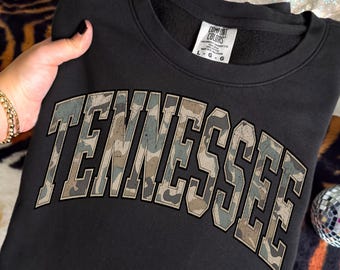 Camo Tennessee PNG Tennessee Shirt PNG TN State Shirt Design Retro College Font Sublimation Preppy Tennessee Png Graphic TShirt Png